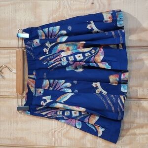 Lily’s Beverly Hills Blue Multicolor Pleated Abstract Print Mini Skirt S…